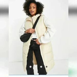 Asos Design full length quilted hooded Vest zip up jacket M